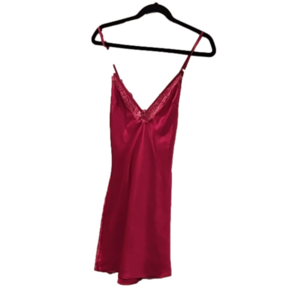 Victoria’s Secret Magenta Pink Satin Lace Trim Slip Dress size medium